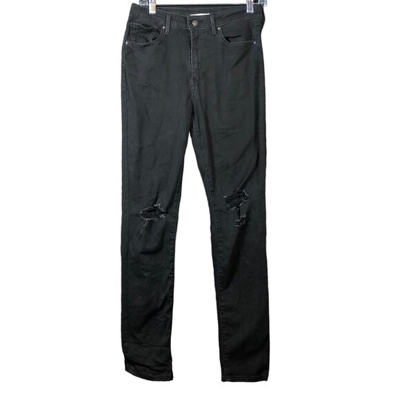 Levi Strauss 721 Womens Jeans Black Denim High Rise Skinny Stretch 30x30 - Picture 1 of 13